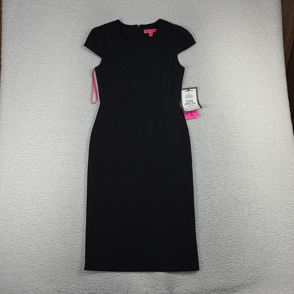 Betsey Johnson Cap Sleeve Black dress Size 2 Zip Back NWT 99$ MSRP 27" Waist